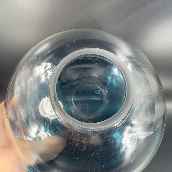 Hollow Cyan Blue Crystal Vacuum Formed Double Wall Glass Bowl Dish Centerpiece - Picture 11 of 16